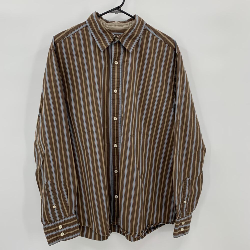 Eddie Bauer Button Up Shirt Mens Large Long Sleeve Striped Multicolor Casual